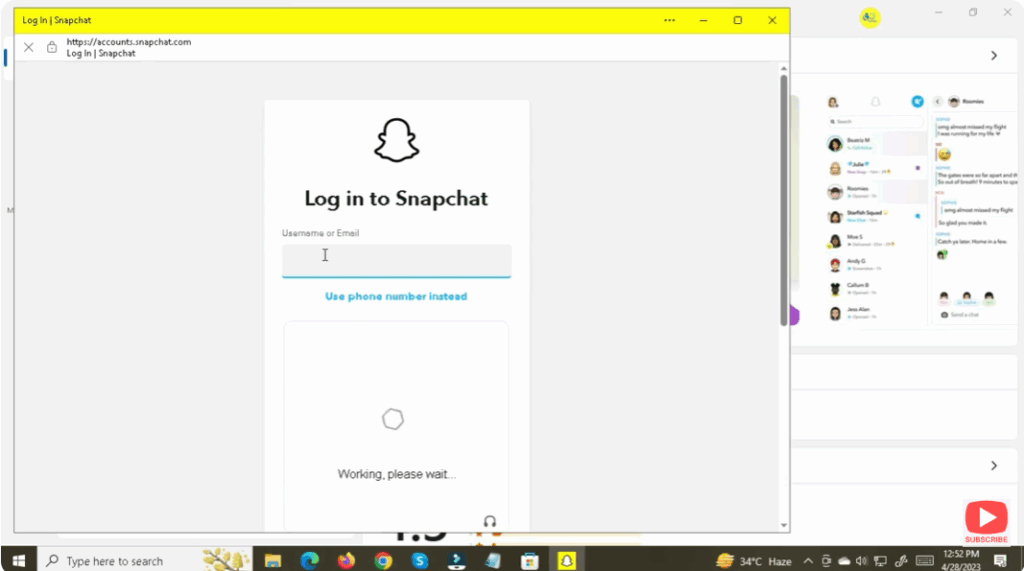 Sign in with your Snapchat credentials