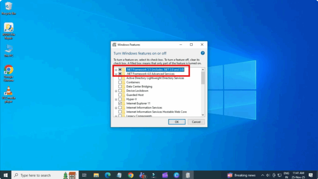 Turn Windows features on or off