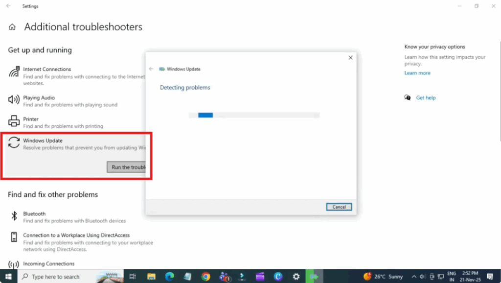 Use Windows Update Troubleshooter