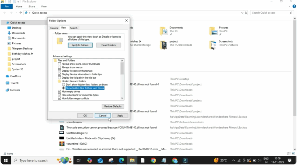 choose the option that says show hidden files