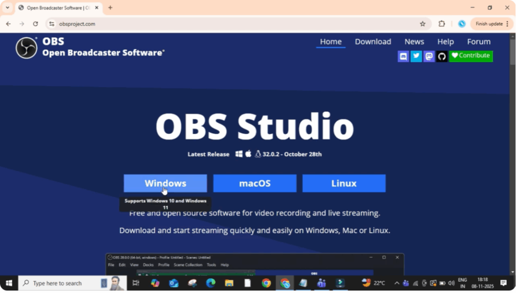 click on the Windows option