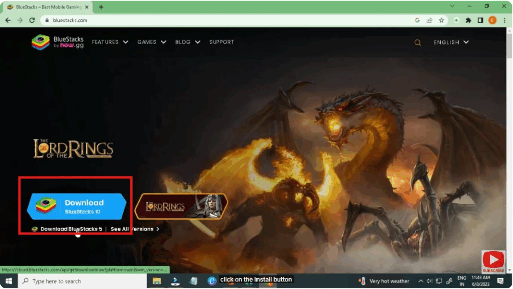 click on the install button