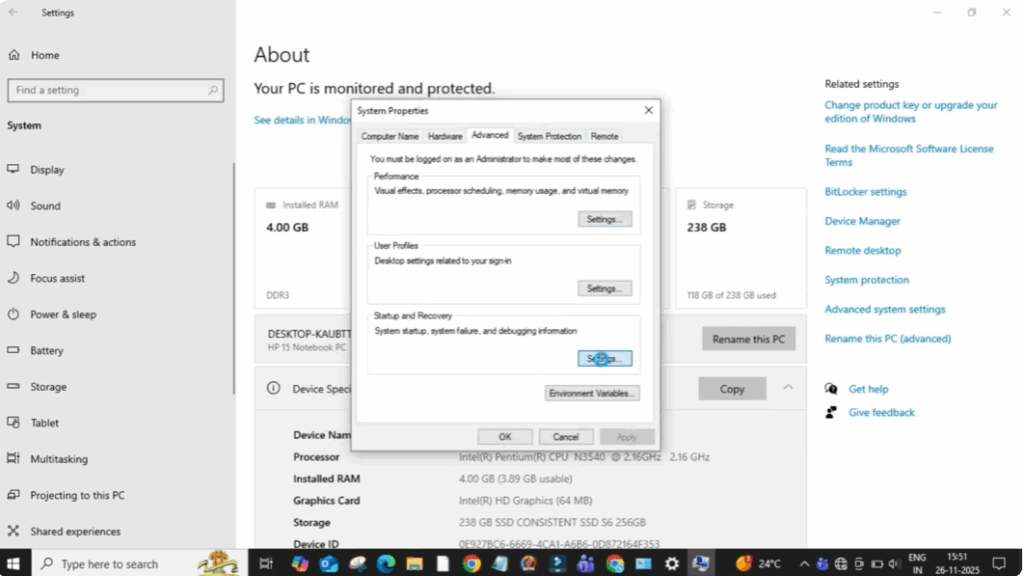 click on the settings button
