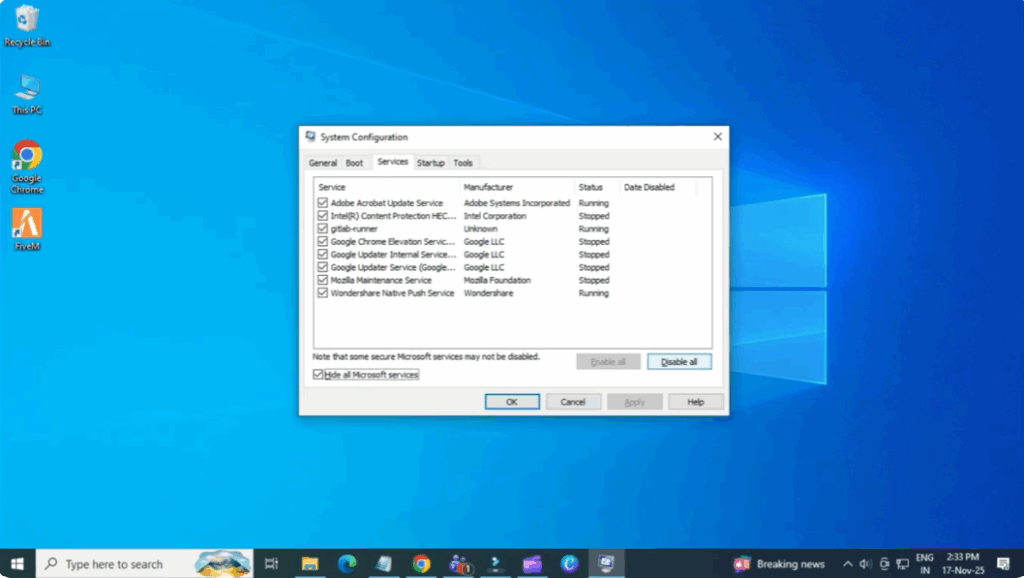 create new user profile or clean boot