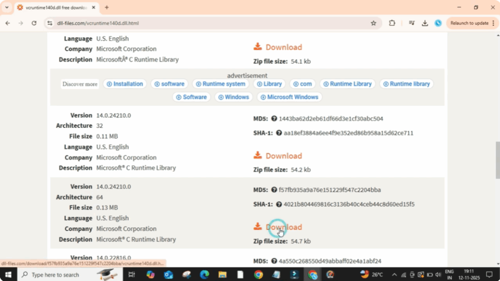 download the correct file based on your system