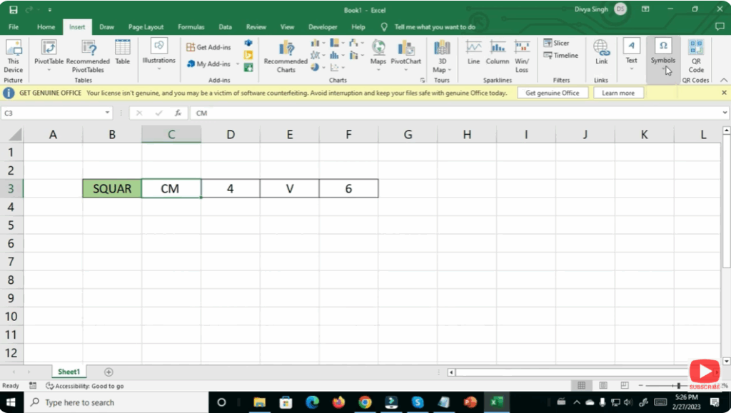 go to Insert → Symbol