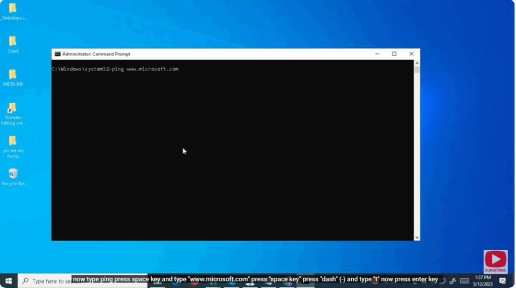 let’s check the ping for another website