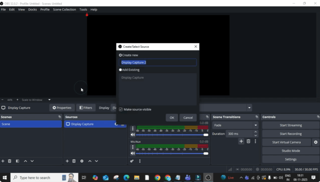 select Display Capture