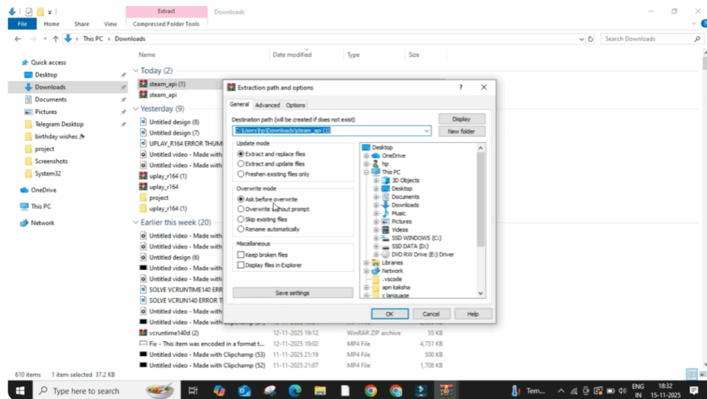 select extract files