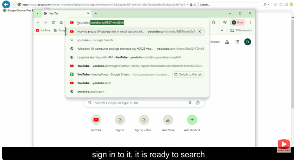 sign in to your Google account if prompted