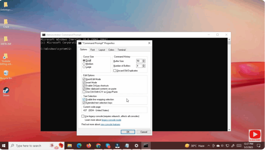 Access the Properties of Command Prompt