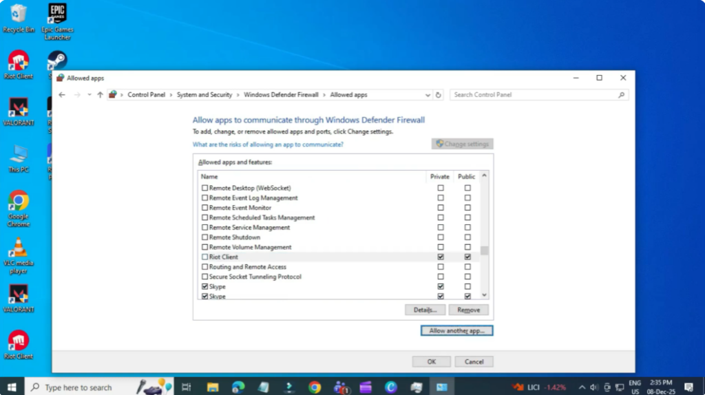 Allow Riot Client Through Windows Defender Firewall