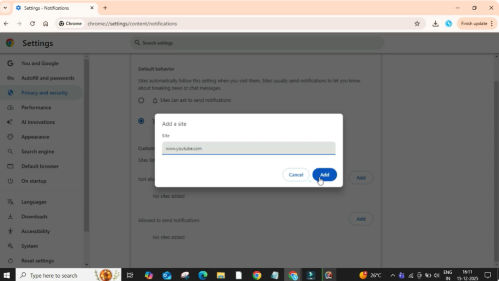 Block Notifications from Specific Websites