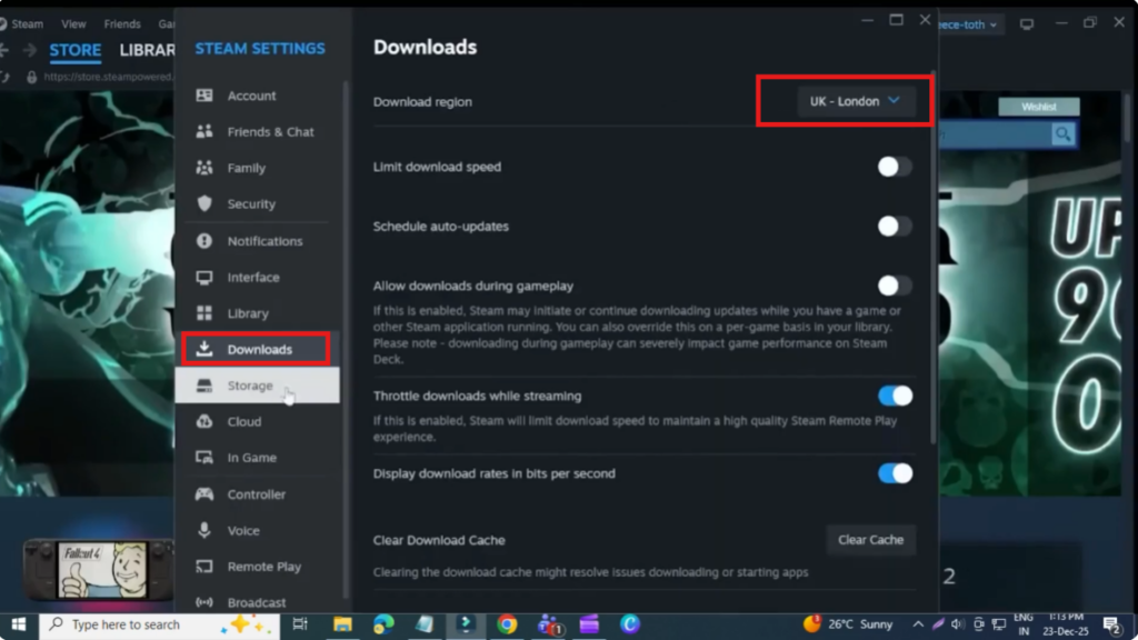 Check Steam Download Region