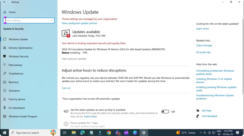 Check Windows Updates