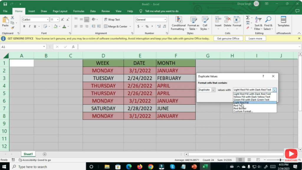 Choose Formatting for Duplicates