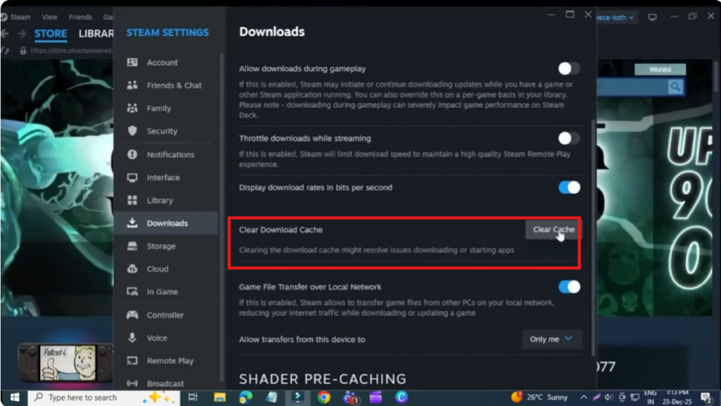 Clear Steam Download Cache