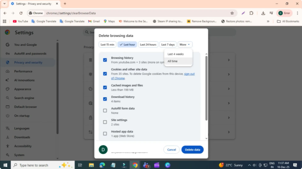Clear Your Browser Cache