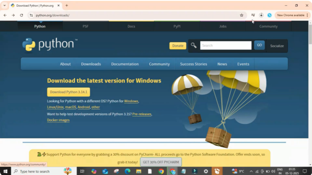 Click on download Python