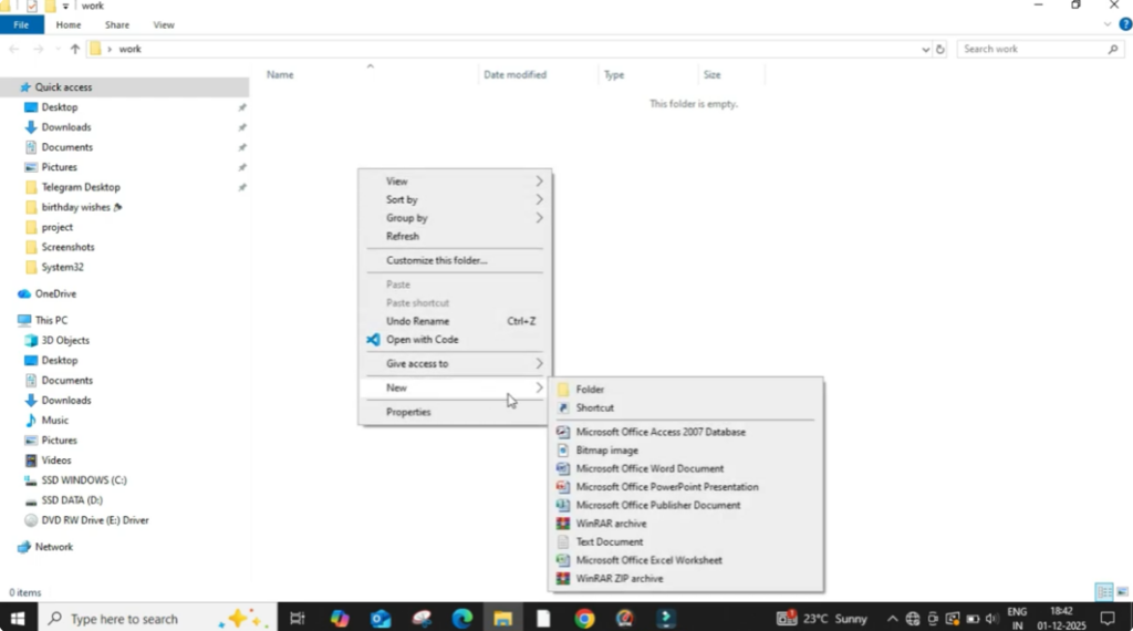 Click on new and then click on folder