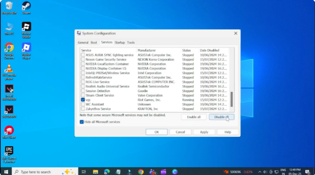 Configure System Services