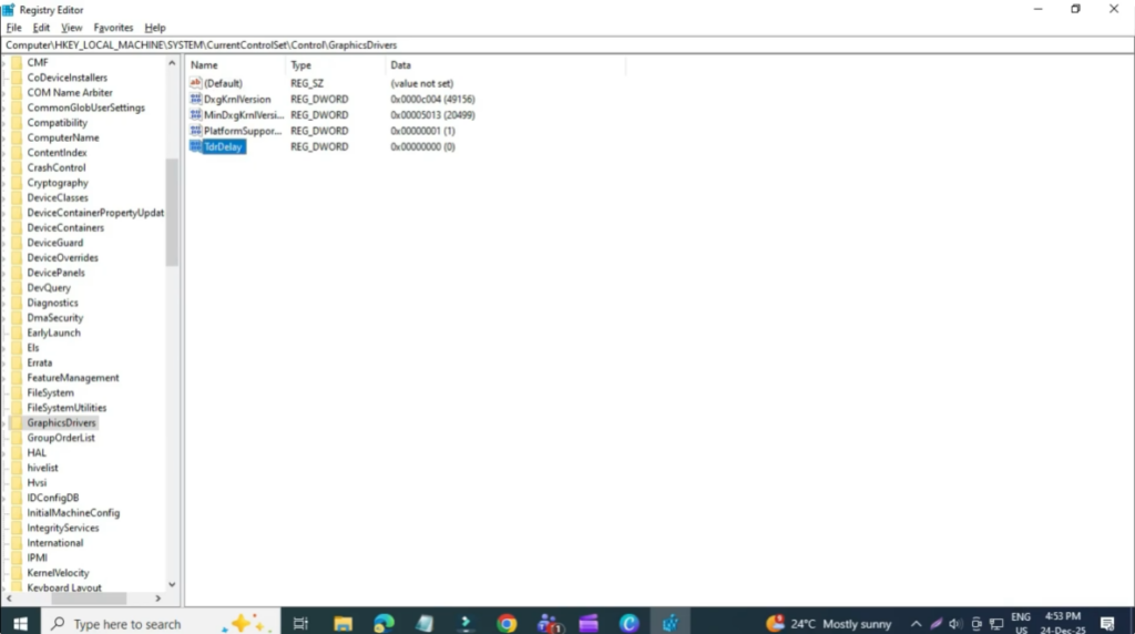 Create TdrDelay Value