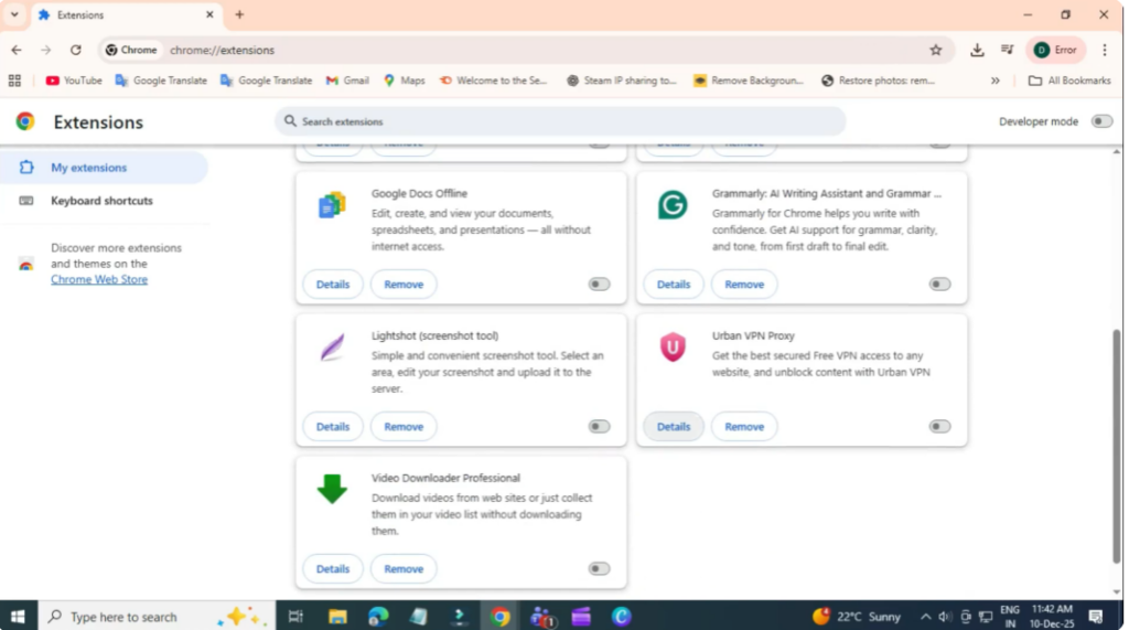 Disable All Browser Extensions