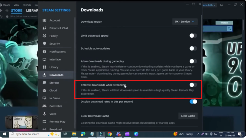 Disable Download Throttling