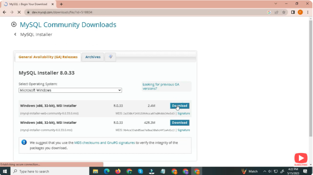 Download MySQL Installer