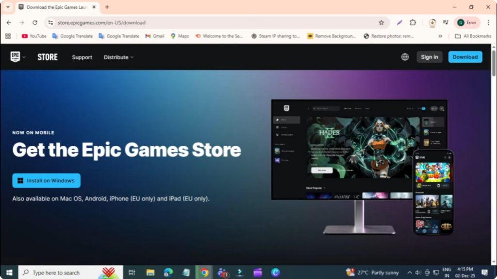 Download the Epic Games Launcher Again