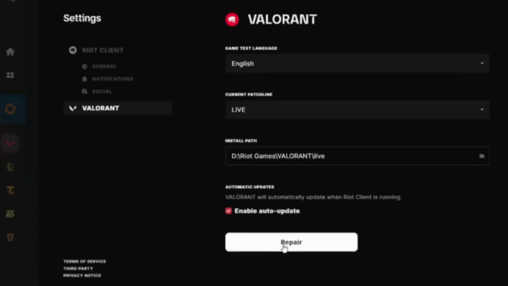 Repair Valorant Using Riot Client