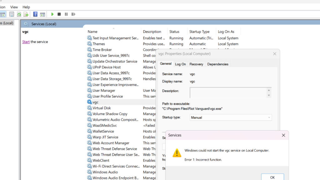 Fix Riot Vanguard (VGC) Service