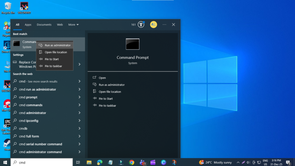 Open Command Prompt as Administrator