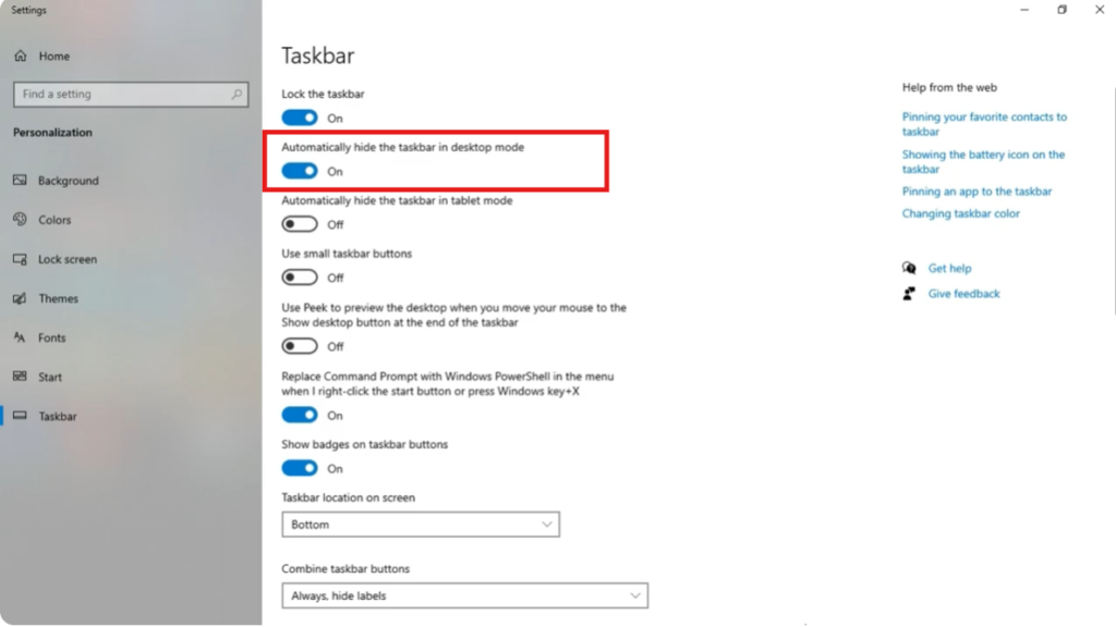 Enable Auto-Hide Taskbar Option
