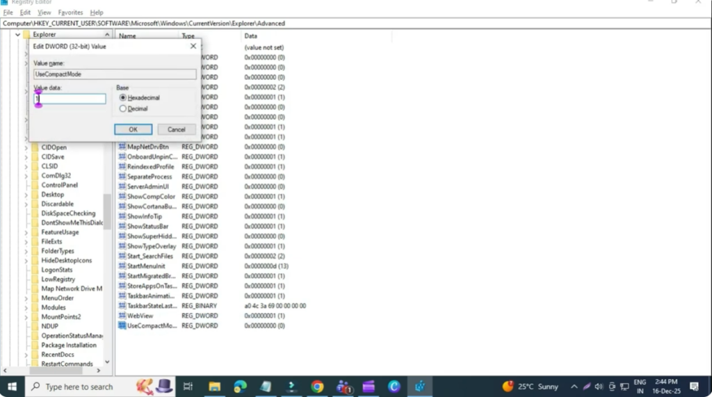 Enable Compact Mode in File Explorer