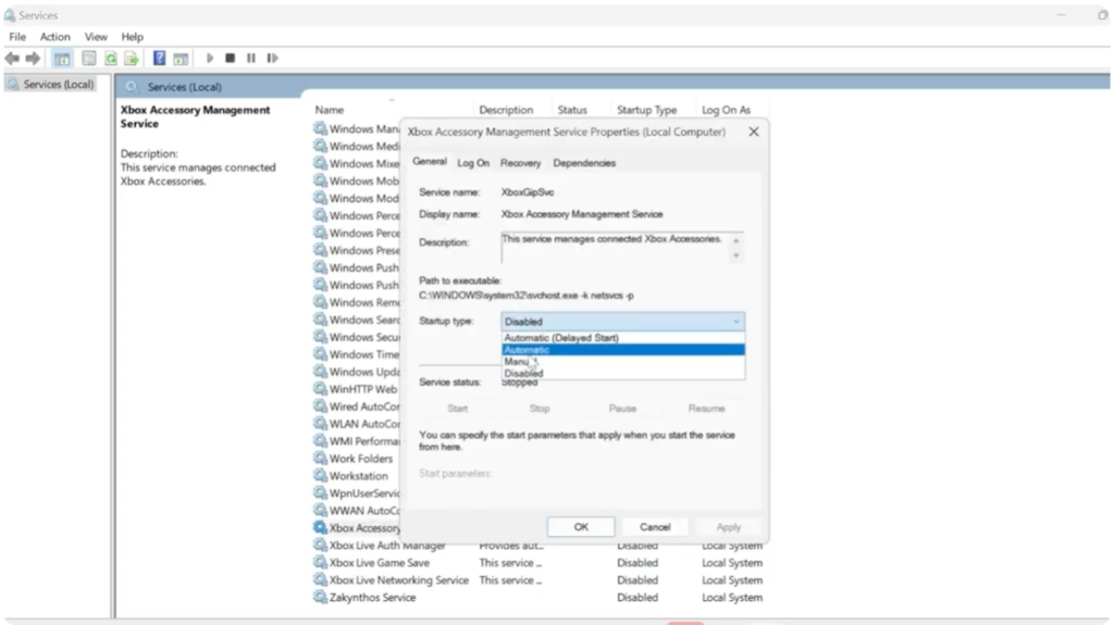 Enable Xbox Services