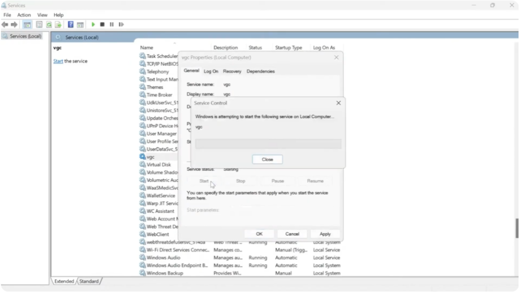 Enable and Start the VGC Service