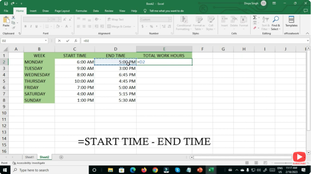 Enter Start Time and End Time