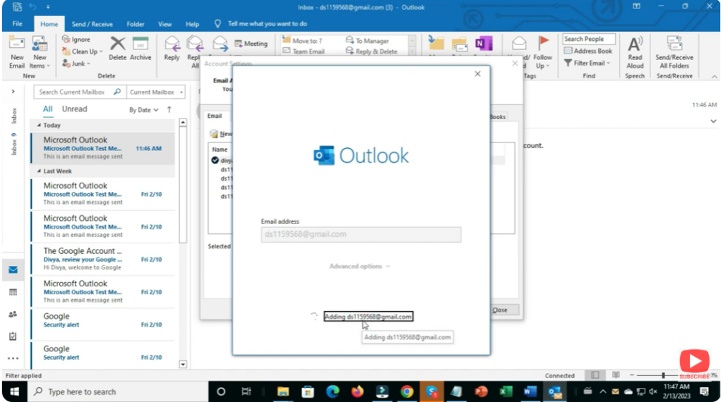 Enter the email address
