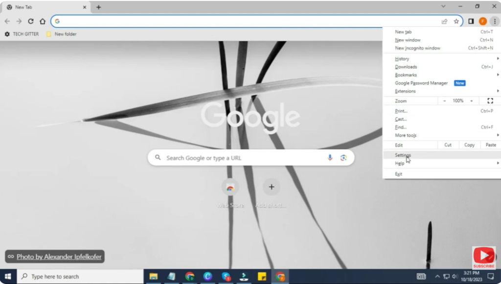 Go to Chrome Settings