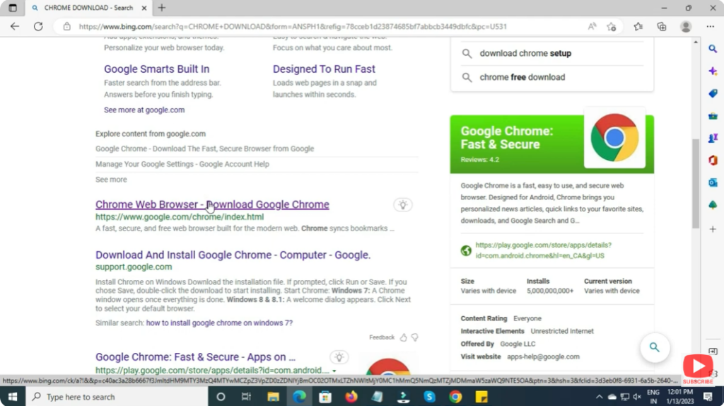 Go to Official Chrome Download Page