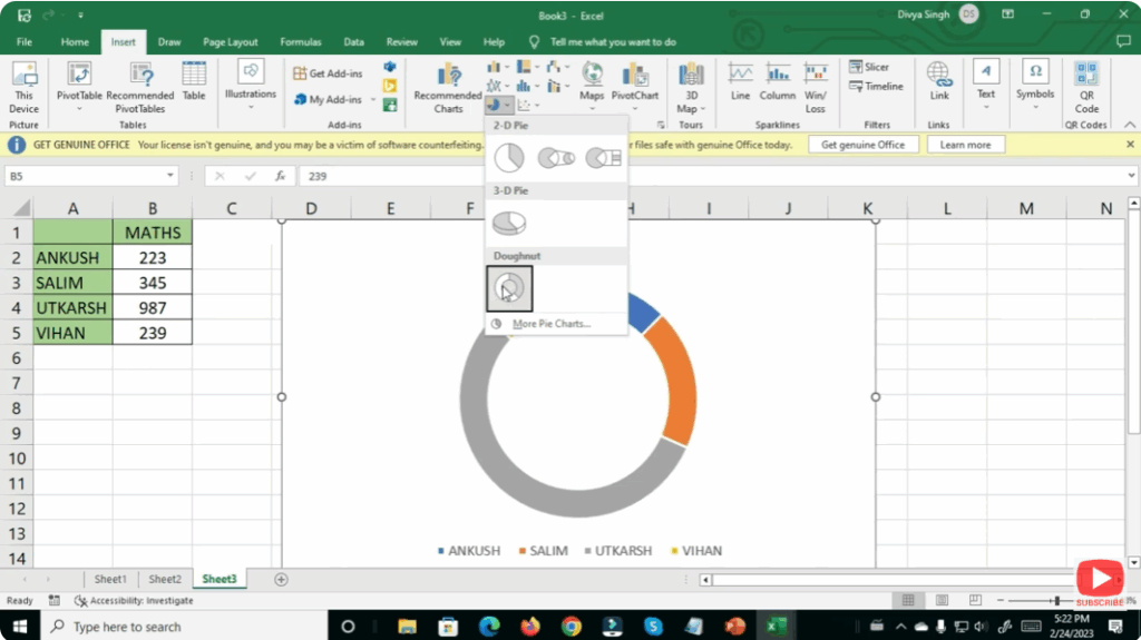 Insert the Pie Chart