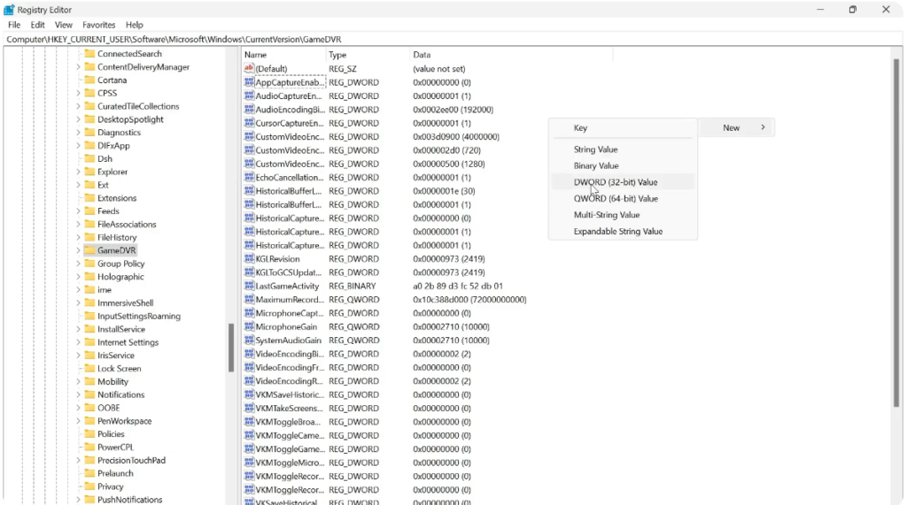 Modify App Capture Setting