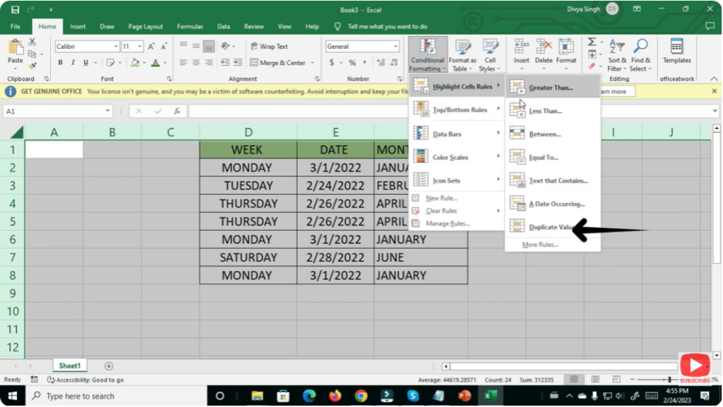 Open Conditional Formatting