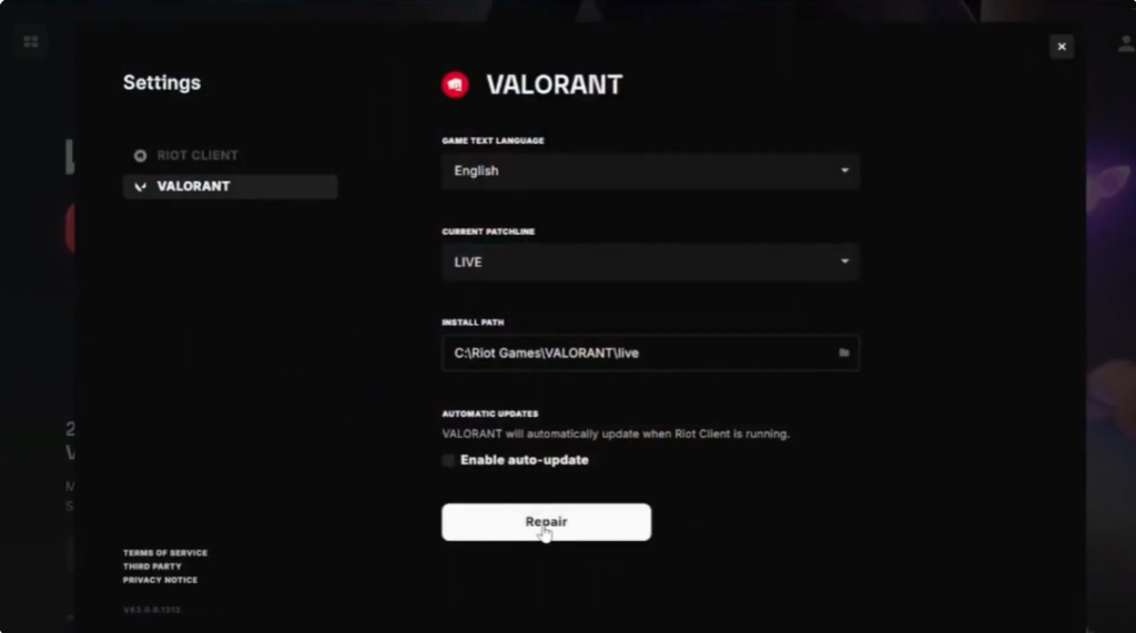 Repair Valorant Game Files Using Riot Client