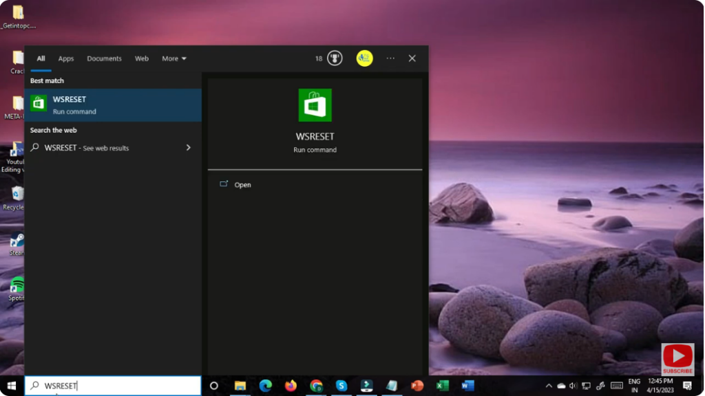 Reset Microsoft Store Cache