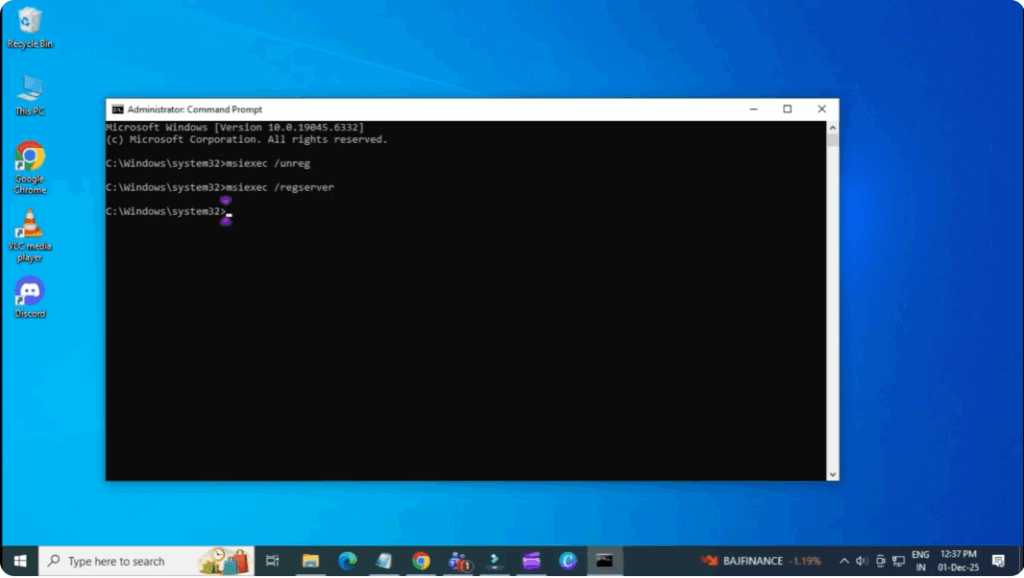 Reset Windows Installer