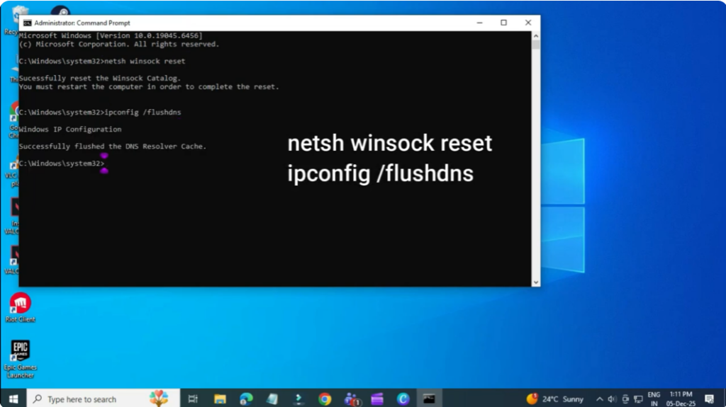 Run Network Reset Commands