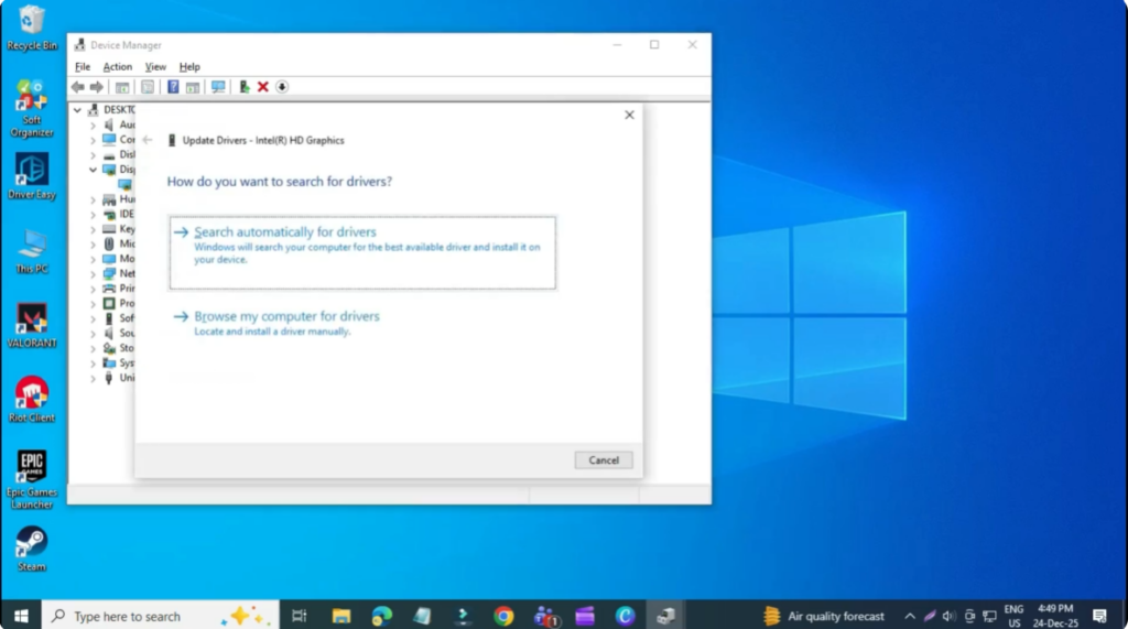 Search automatically for drivers