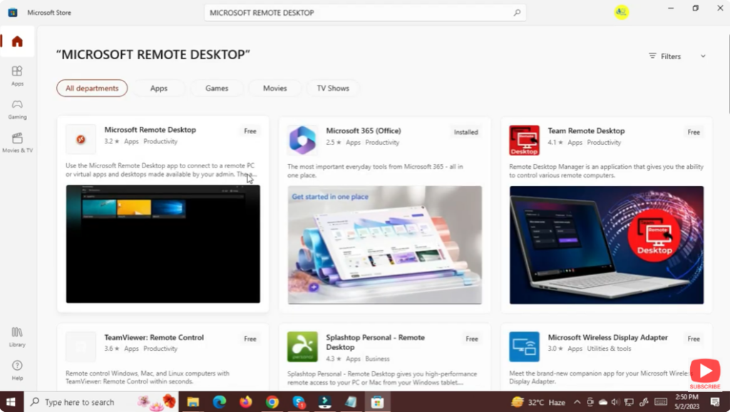 Search for Microsoft Remote Desktop